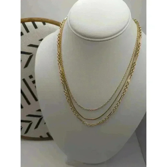 NWT J.Crew Gold Tone Layered Delicate Chain Necklace Womens Statement Multi - Picture 2 of 5